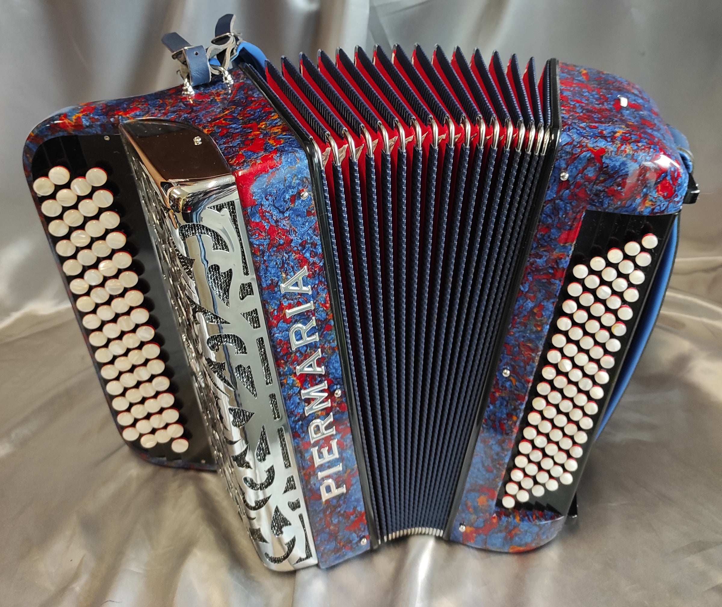 Piermaria Bleu/Rouge Marbré 2 Voix / 80 basses